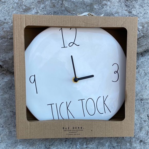 Rae Dunn Tick Tock Wall Ceramic Clock - Picture 1 of 5